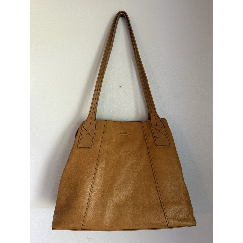 American Leather Co Ada Tan Honey Leather Triple Entry Shoulder Bag Soft Supple